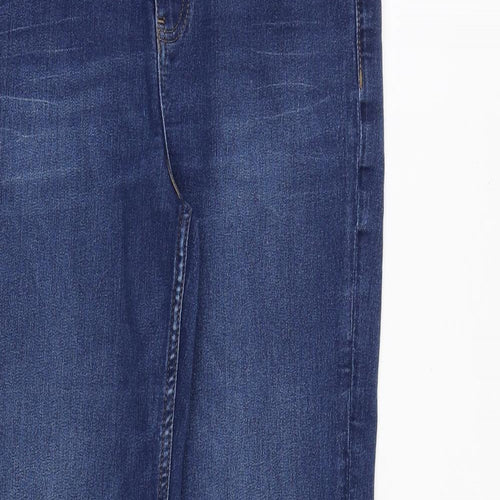 Marks and Spencer Womens Blue Cotton Straight Jeans Size 12 Regular Zip