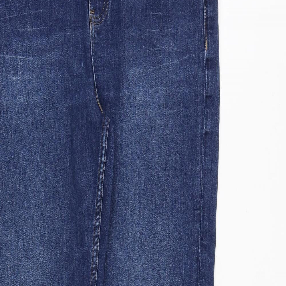 Marks and Spencer Womens Blue Cotton Straight Jeans Size 12 Regular Zip