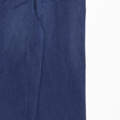 Marks and Spencer Womens Blue Cotton Straight Jeans Size 12 Regular Zip