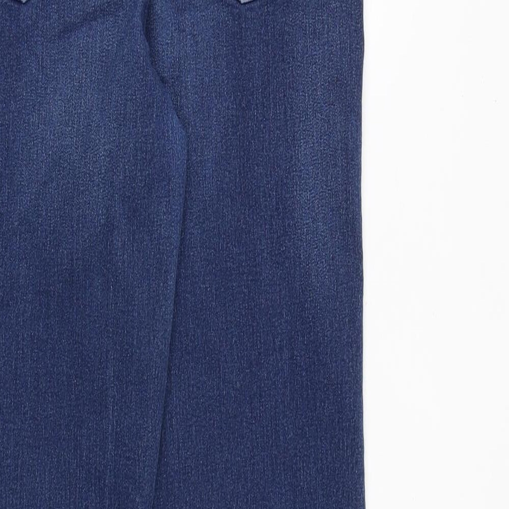 Marks and Spencer Womens Blue Cotton Straight Jeans Size 12 Regular Zip