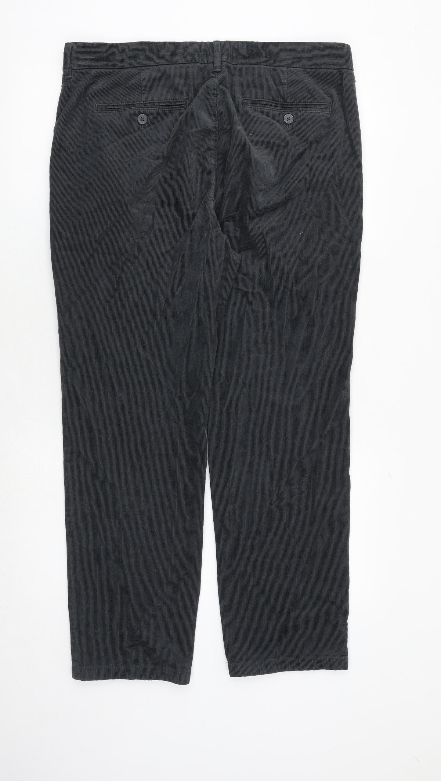 Marks and Spencer Mens Grey Cotton Trousers Size 34 in L29 in Regular Zip