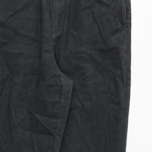 Marks and Spencer Mens Grey Cotton Trousers Size 34 in L29 in Regular Zip