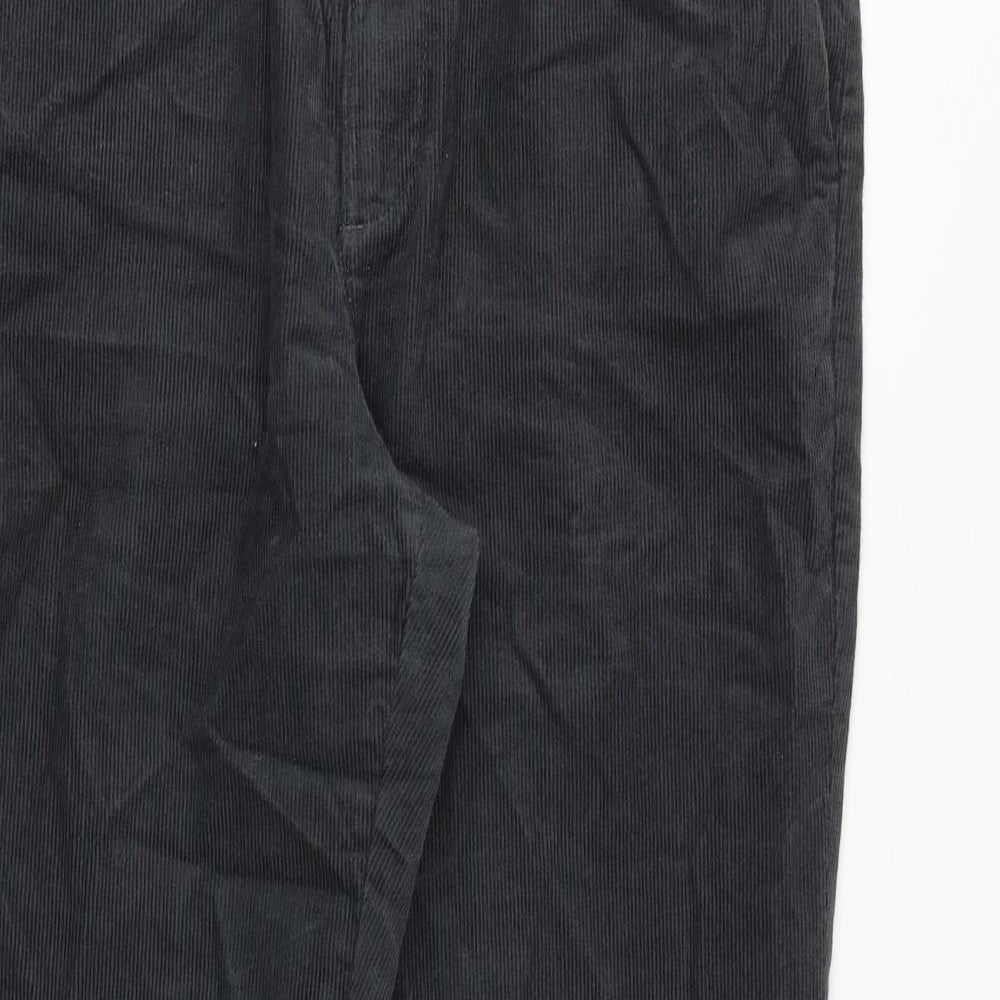 Marks and Spencer Mens Grey Cotton Trousers Size 34 in L29 in Regular Zip