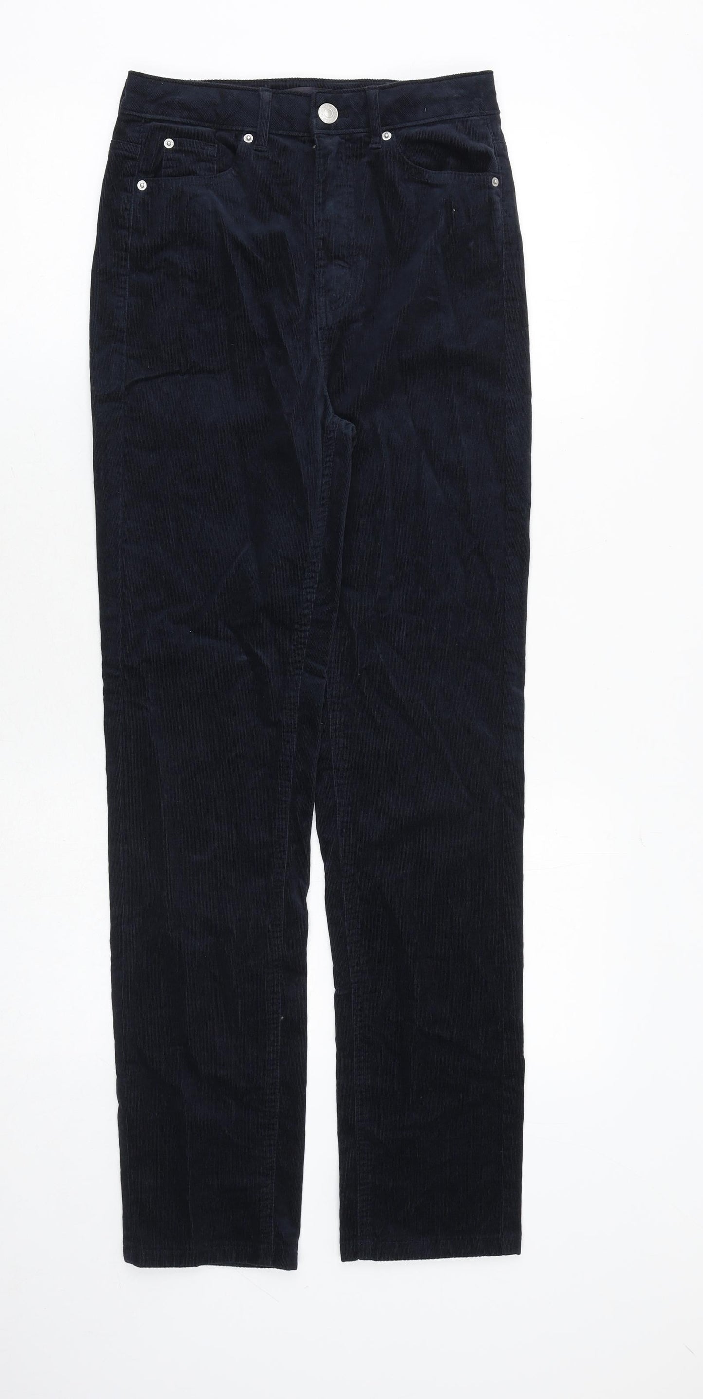Marks and Spencer Womens Blue Cotton Trousers Size 6 Regular Zip