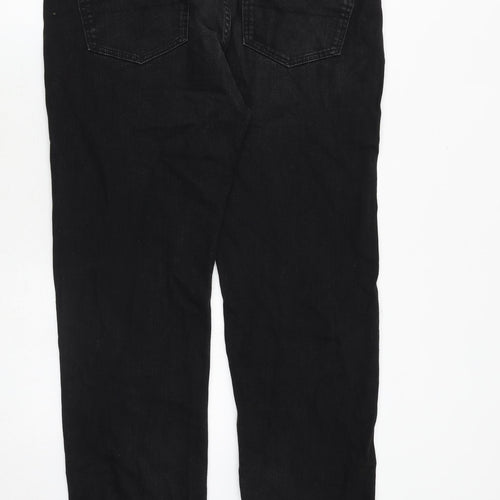 Marks and Spencer Mens Black Cotton Straight Jeans Size 36 in L29 in Regular Zip