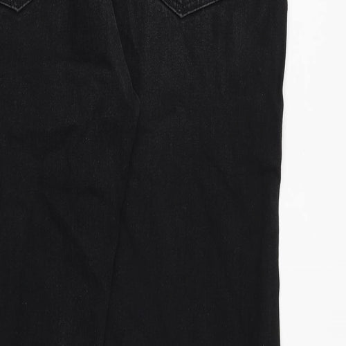Marks and Spencer Mens Black Cotton Straight Jeans Size 36 in L29 in Regular Zip