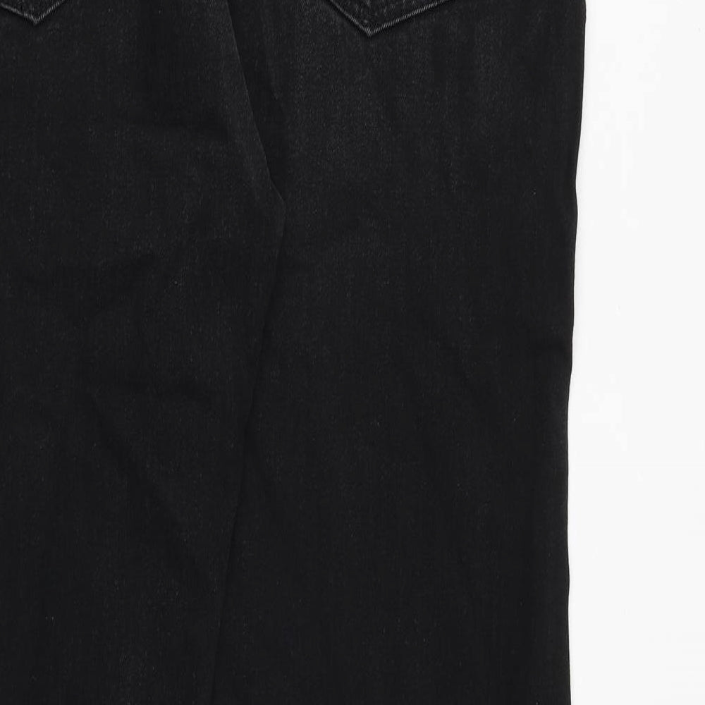 Marks and Spencer Mens Black Cotton Straight Jeans Size 36 in L29 in Regular Zip