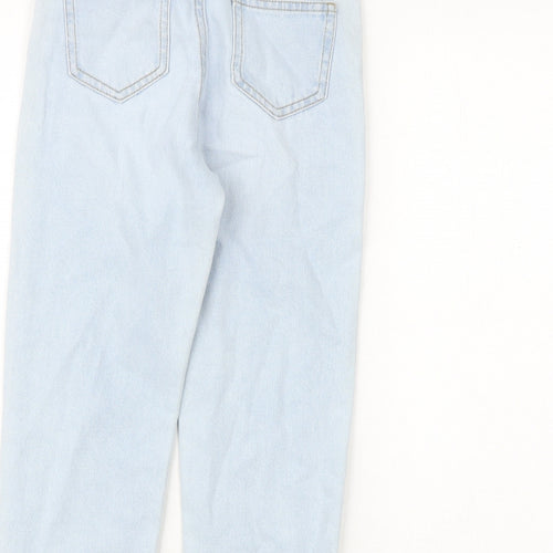 Marks and Spencer Girls Blue 100% Cotton Straight Jeans Size 7-8 Years Regular Zip