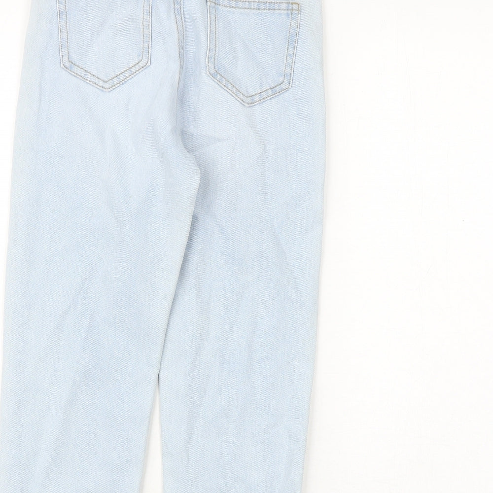Marks and Spencer Girls Blue 100% Cotton Straight Jeans Size 7-8 Years Regular Zip
