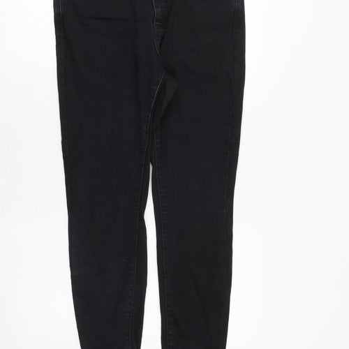Marks and Spencer Womens Black Cotton Skinny Jeans Size 14 Regular Zip