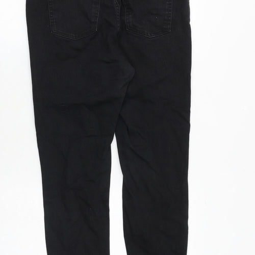 Marks and Spencer Womens Black Cotton Skinny Jeans Size 14 Regular Zip