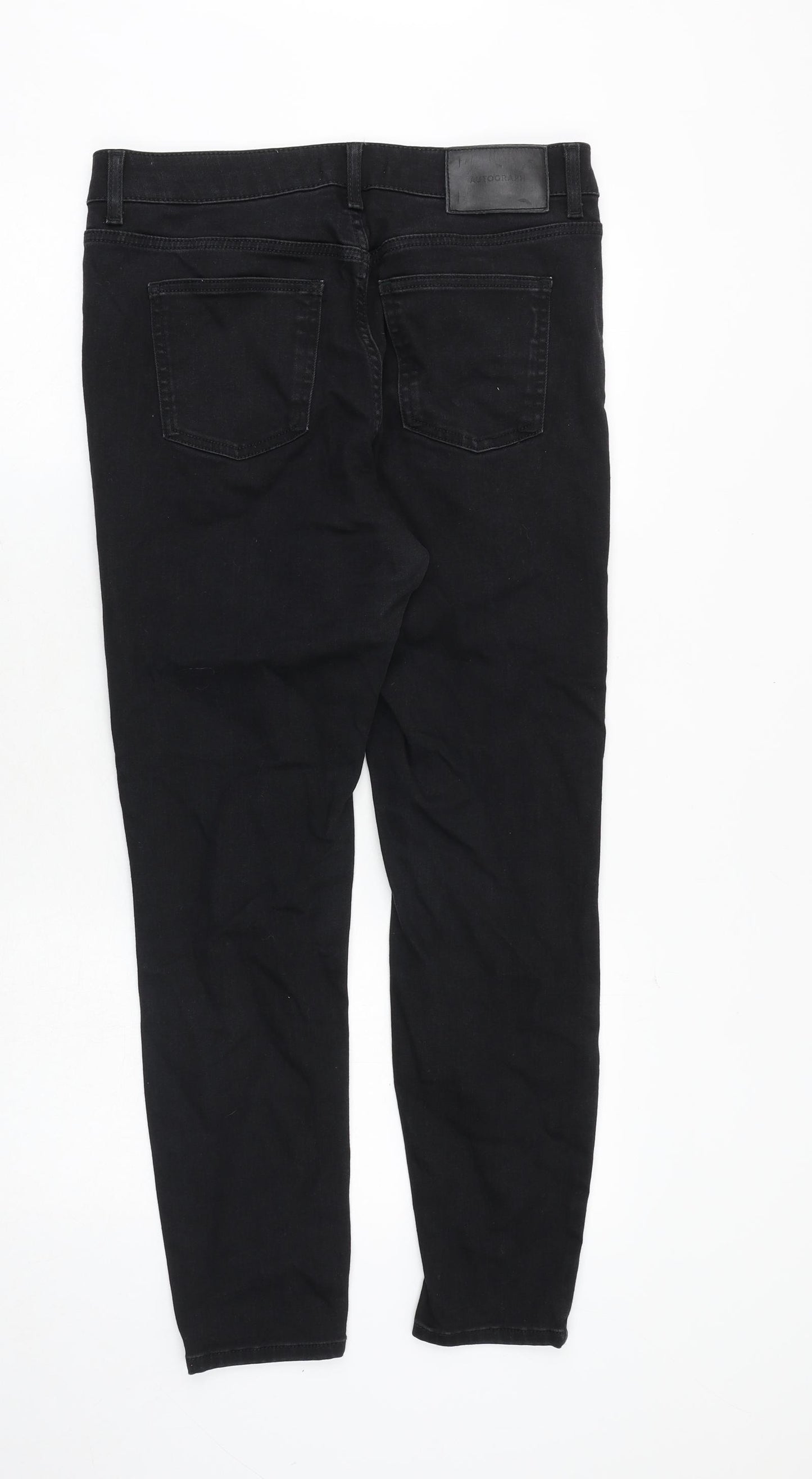Marks and Spencer Womens Black Cotton Skinny Jeans Size 14 Regular Zip