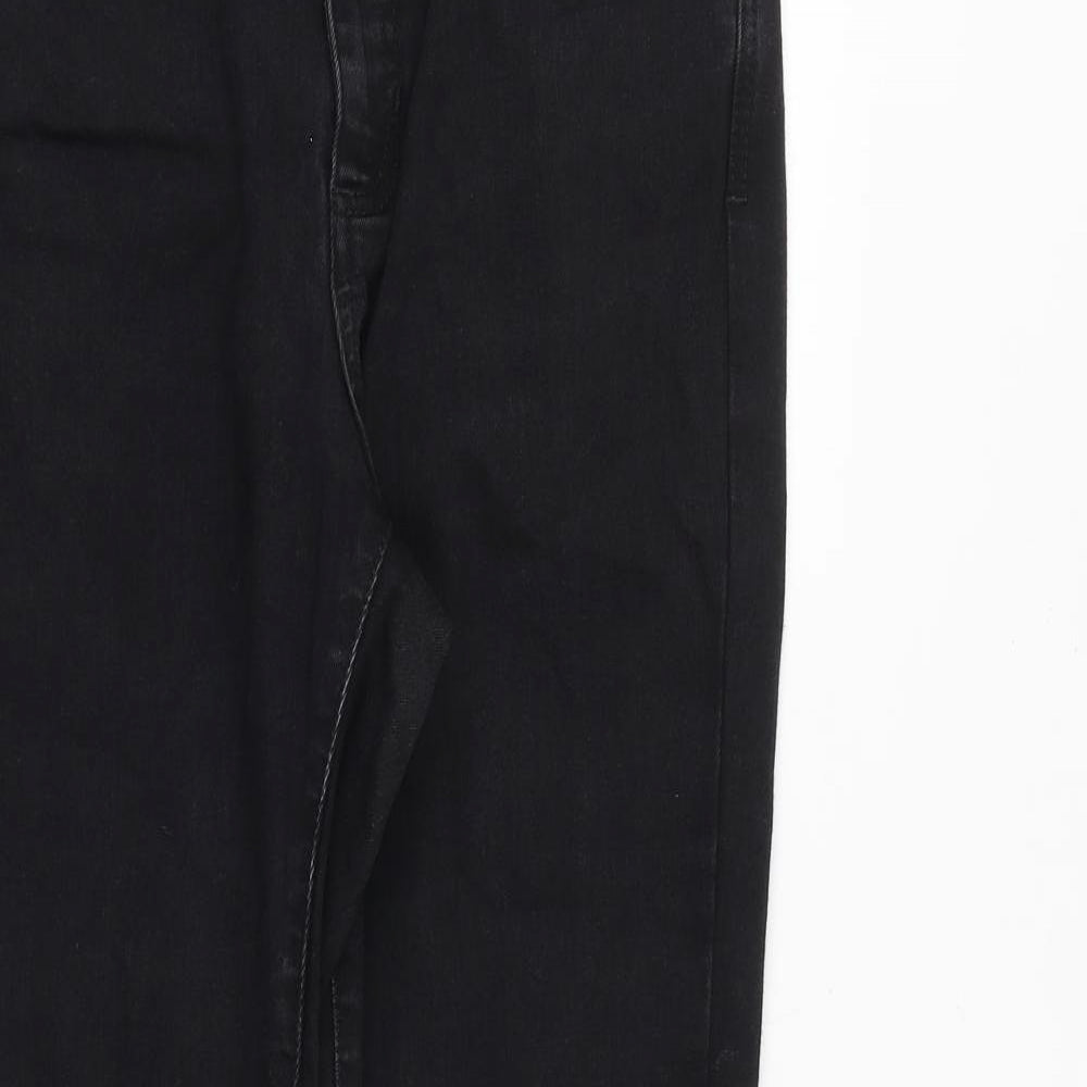 Marks and Spencer Womens Black Cotton Skinny Jeans Size 14 Regular Zip