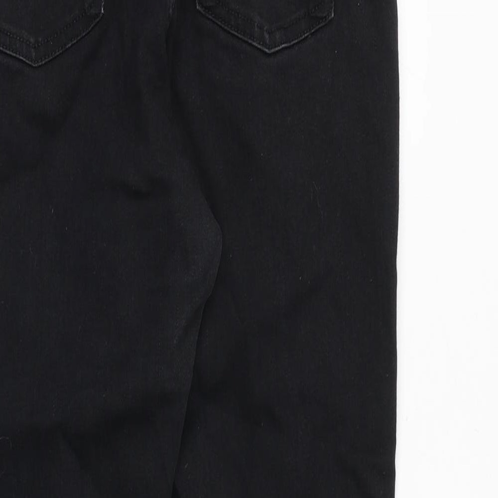 Marks and Spencer Womens Black Cotton Skinny Jeans Size 14 Regular Zip