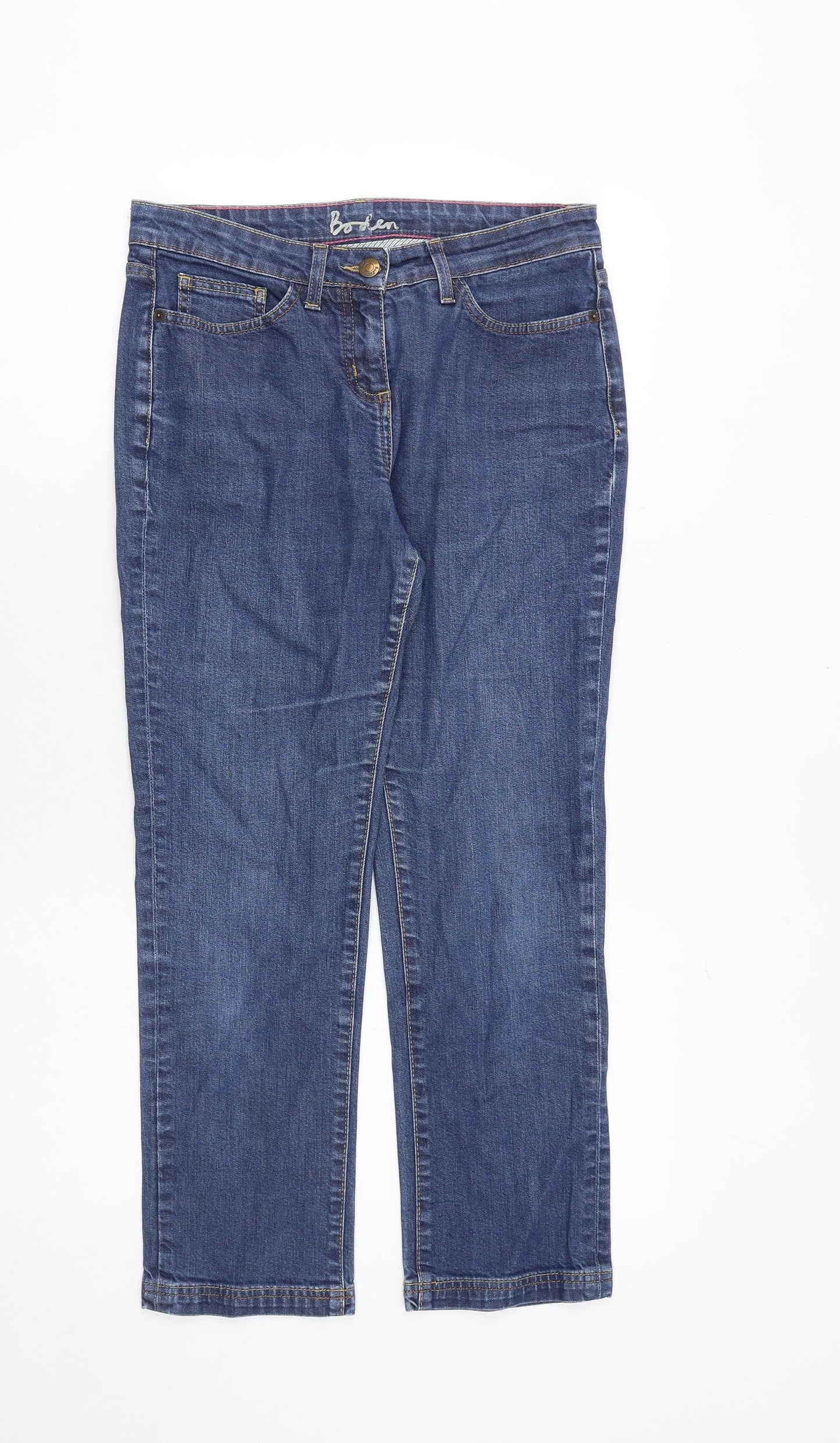Boden Womens Blue Cotton Straight Jeans Size 10 Regular Zip