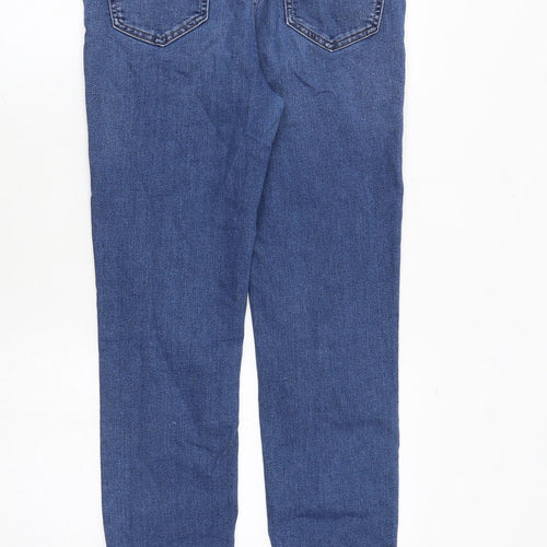 Marks and Spencer Womens Blue Cotton Straight Jeans Size 10 Slim Zip