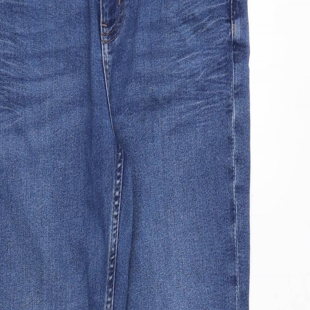 Marks and Spencer Womens Blue Cotton Straight Jeans Size 10 Slim Zip