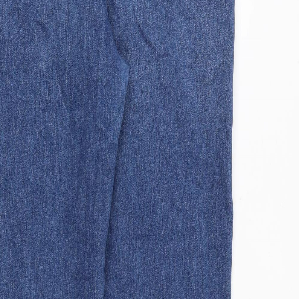Marks and Spencer Womens Blue Cotton Straight Jeans Size 10 Slim Zip