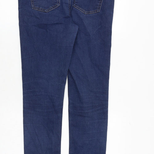Marks and Spencer Womens Blue Cotton Straight Jeans Size 10 Slim Zip