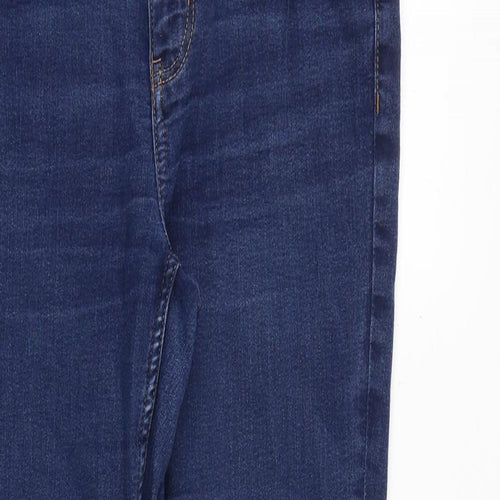 Marks and Spencer Womens Blue Cotton Straight Jeans Size 10 Slim Zip