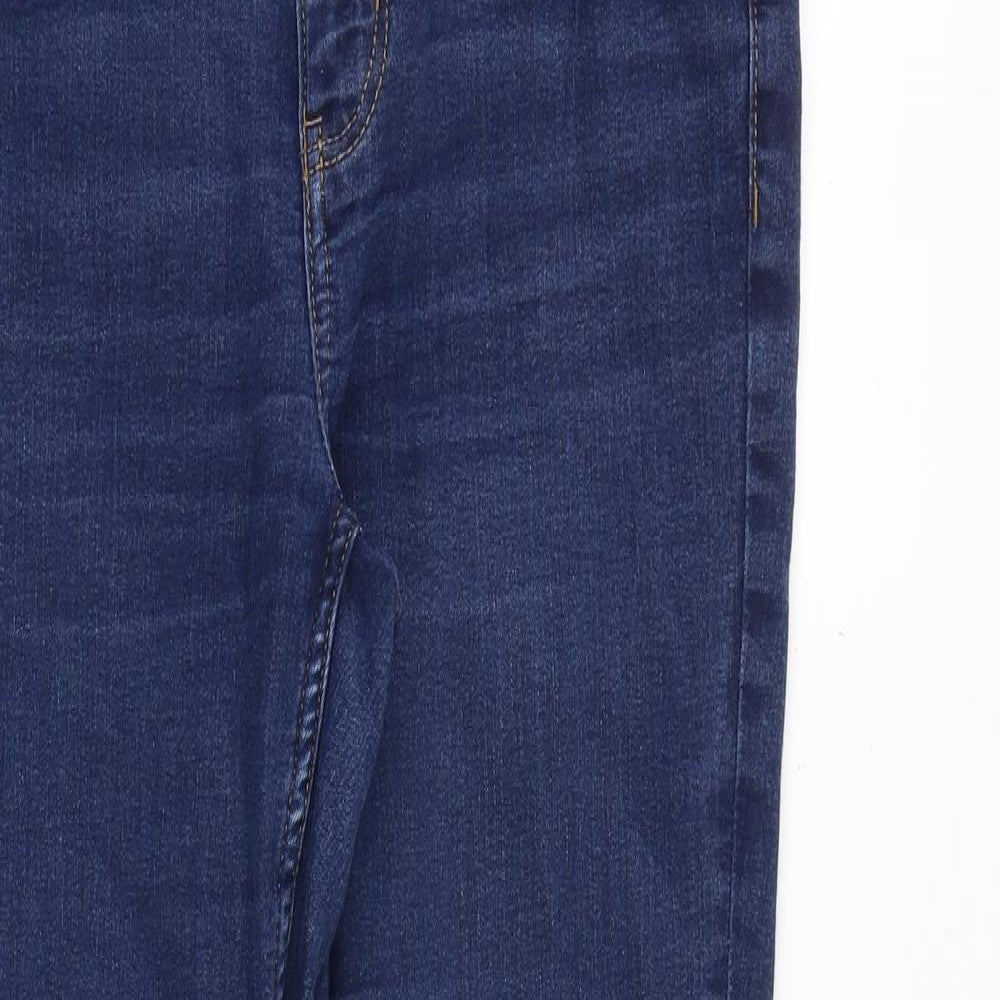 Marks and Spencer Womens Blue Cotton Straight Jeans Size 10 Slim Zip