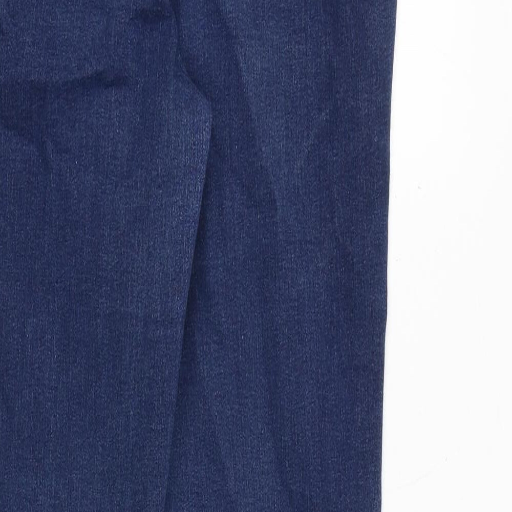 Marks and Spencer Womens Blue Cotton Straight Jeans Size 10 Slim Zip
