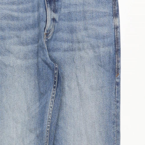 Marks and Spencer Mens Blue Cotton Straight Jeans Size 34 in L31 in Regular Zip