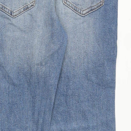 Marks and Spencer Mens Blue Cotton Straight Jeans Size 34 in L31 in Regular Zip