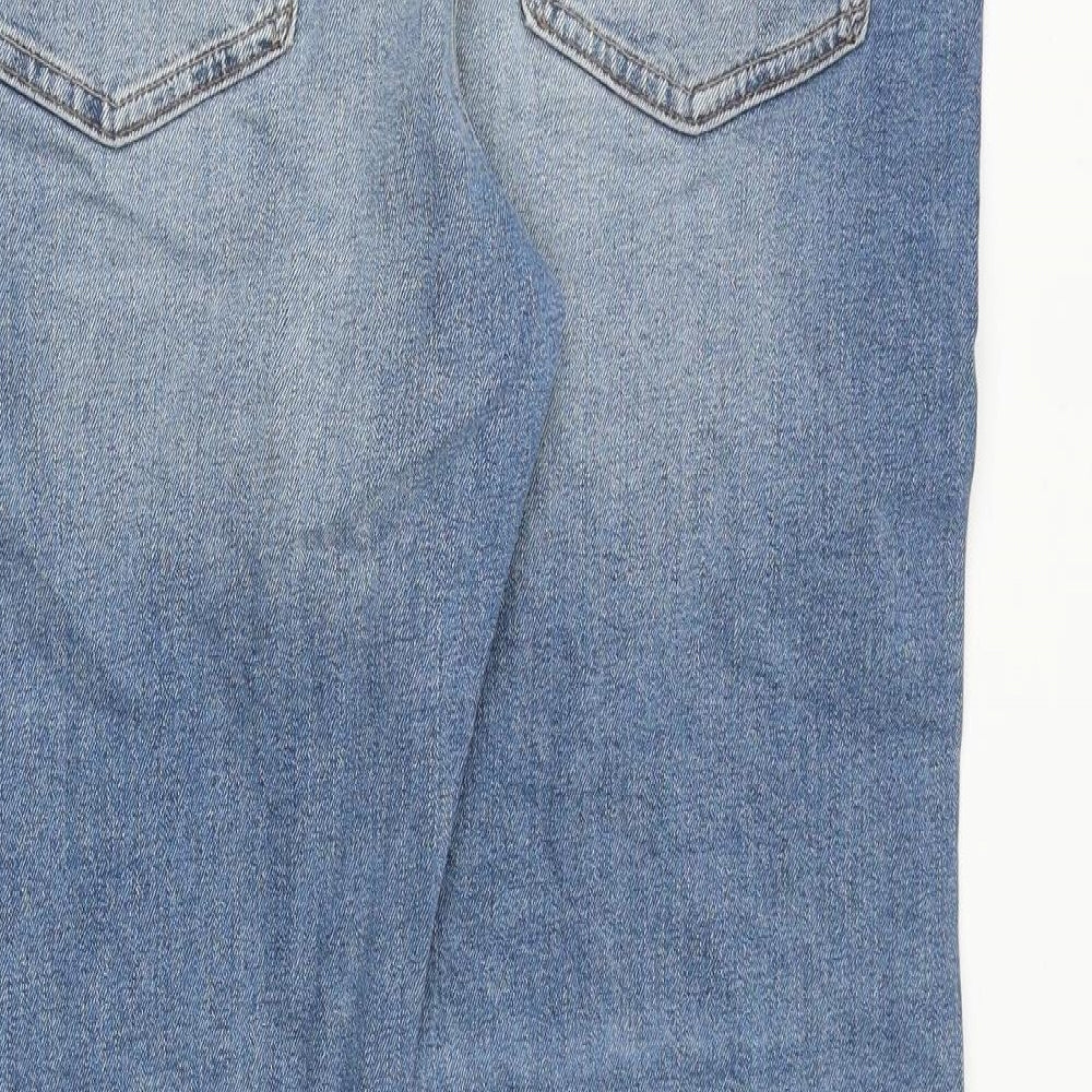 Marks and Spencer Mens Blue Cotton Straight Jeans Size 34 in L31 in Regular Zip