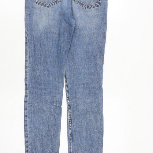 H&M Womens Blue Cotton Straight Jeans Size 6 Regular Zip