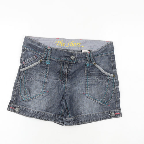 NEXT Womens Blue Cotton Basic Shorts Size 10 Regular Zip