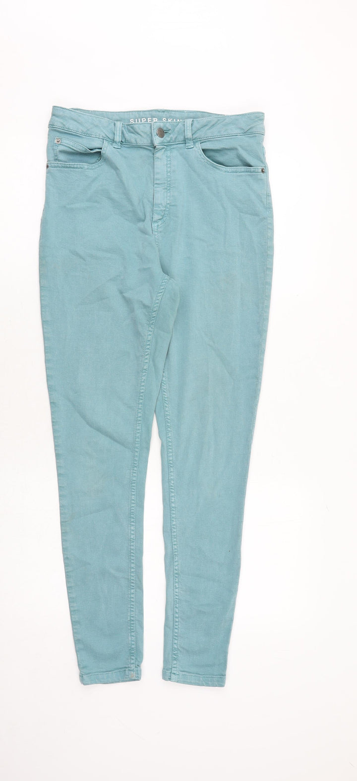 Marks and Spencer Womens Blue Cotton Skinny Jeans Size 12 Slim Zip