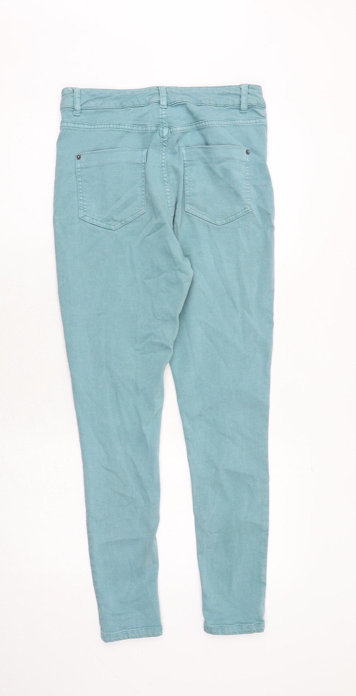 Marks and Spencer Womens Blue Cotton Skinny Jeans Size 12 Slim Zip