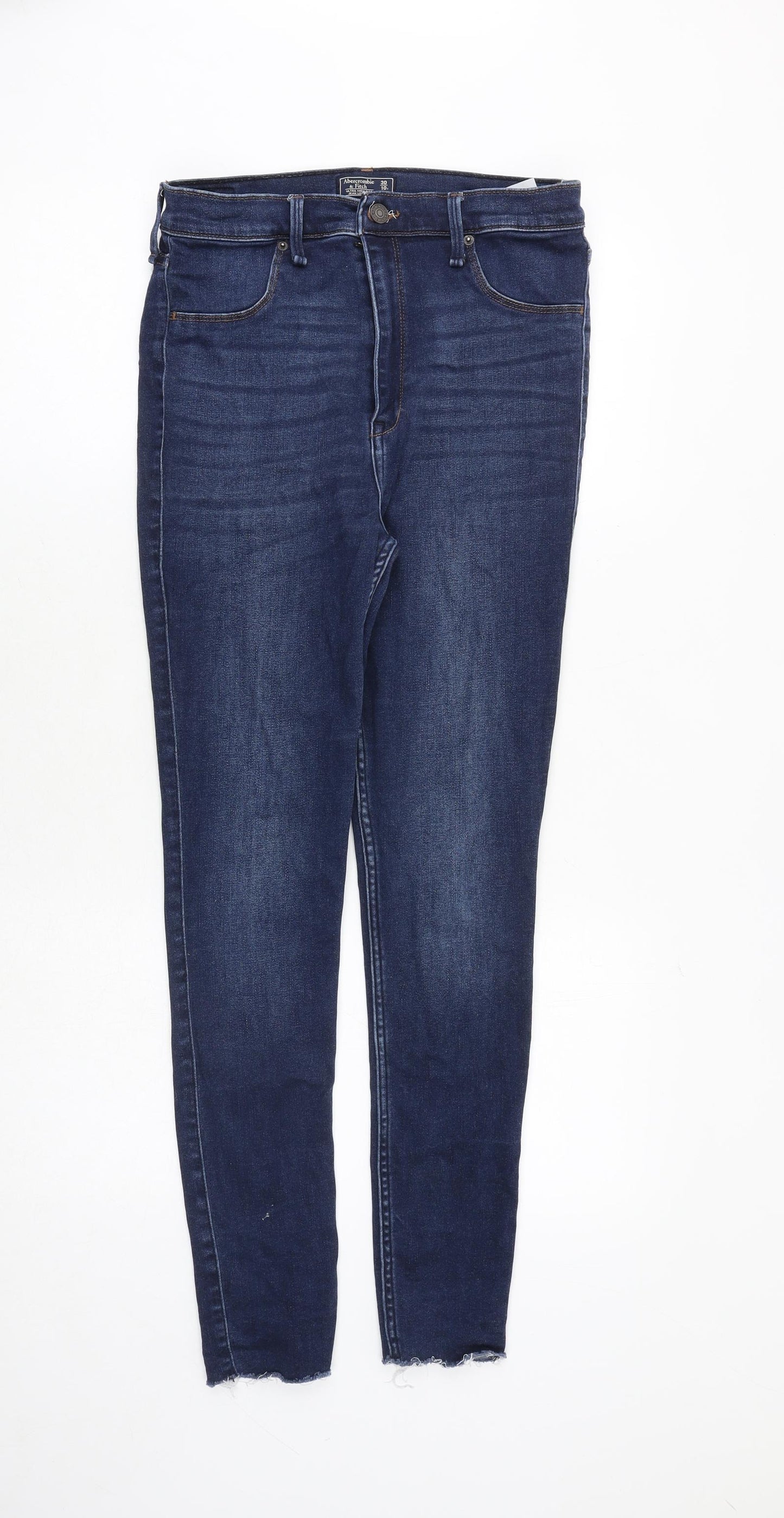Abercrombie & Fitch Womens Blue Cotton Skinny Jeans Size 10 Slim Zip