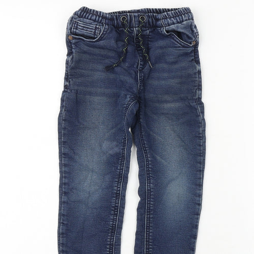 NEXT Boys Blue Cotton Straight Jeans Size 5-6 Years Regular Hook & Eye