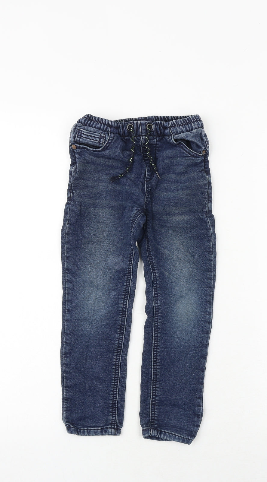 NEXT Boys Blue Cotton Straight Jeans Size 5-6 Years Regular Hook & Eye