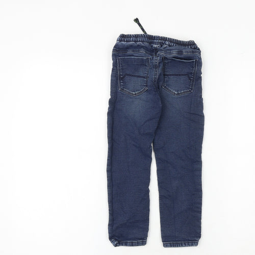 NEXT Boys Blue Cotton Straight Jeans Size 5-6 Years Regular Hook & Eye