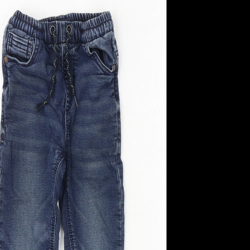 NEXT Boys Blue Cotton Straight Jeans Size 5-6 Years Regular Hook & Eye