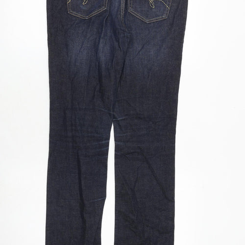 Topshop Womens Blue Cotton Straight Jeans Size 30 in Regular Zip