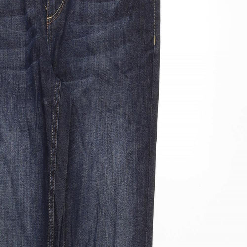 Topshop Womens Blue Cotton Straight Jeans Size 30 in Regular Zip
