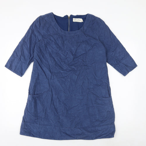 Seasalt Womens Blue Cotton A-Line Size 10 Round Neck Zip