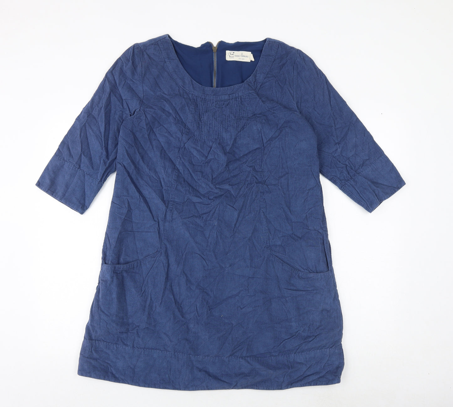 Seasalt Womens Blue Cotton A-Line Size 10 Round Neck Zip