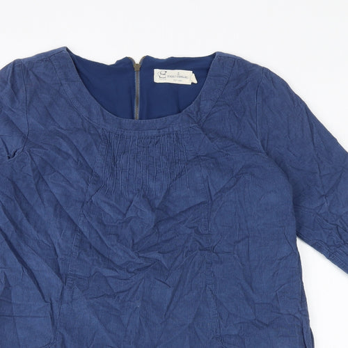 Seasalt Womens Blue Cotton A-Line Size 10 Round Neck Zip
