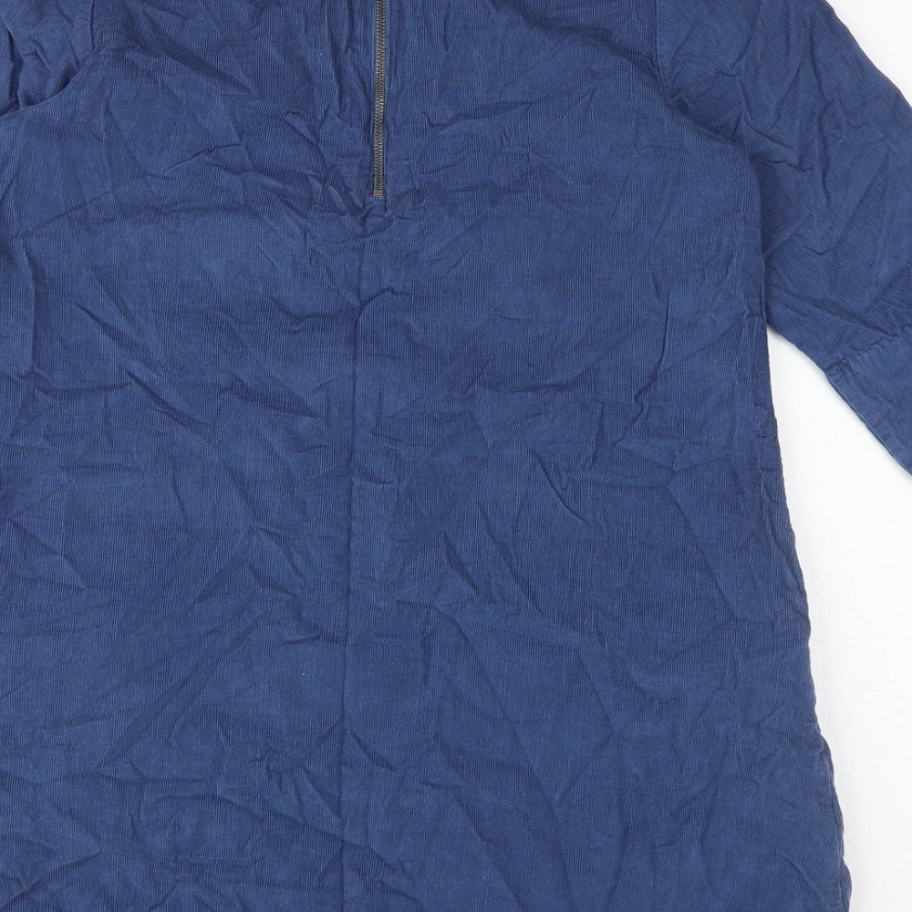 Seasalt Womens Blue Cotton A-Line Size 10 Round Neck Zip