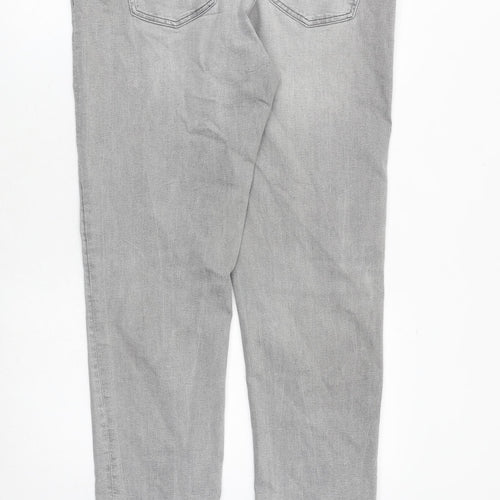 Marks and Spencer Womens Grey Cotton Straight Jeans Size 18 Regular Zip