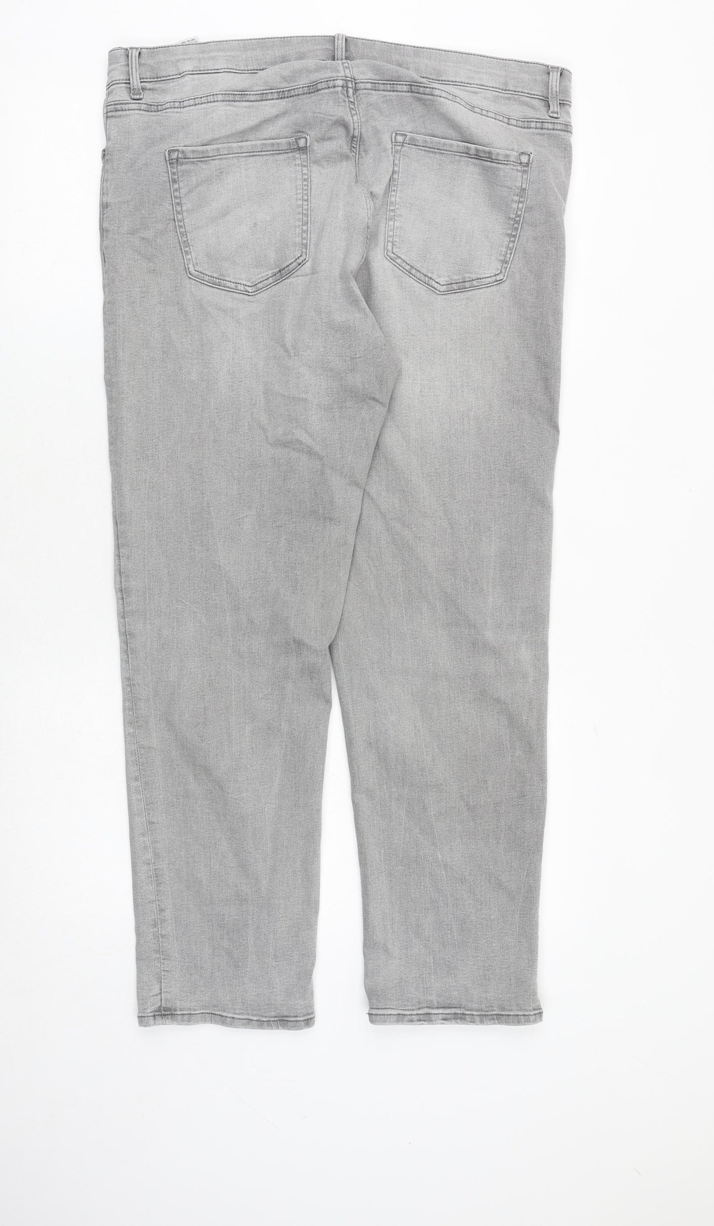 Marks and Spencer Womens Grey Cotton Straight Jeans Size 18 Regular Zip