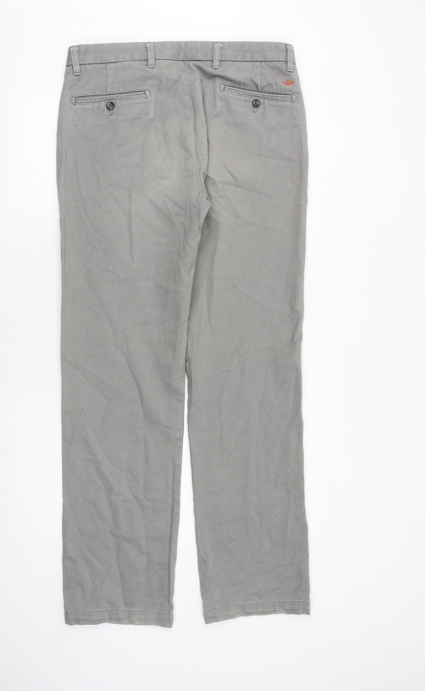 DOCKERS Mens Grey Cotton Trousers Size 34 in Regular Zip