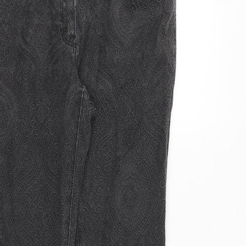 H&M Womens Grey Geometric Cotton Skinny Jeans Size 10 Regular Zip