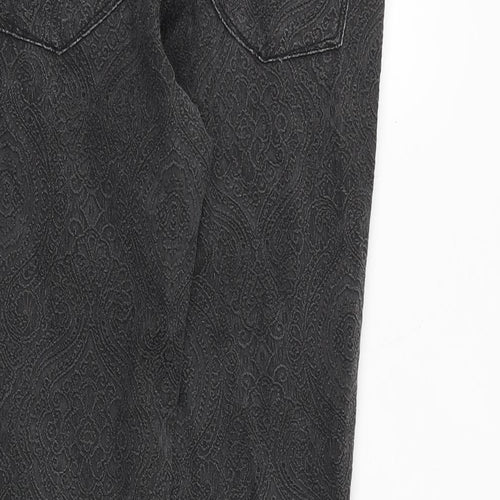 H&M Womens Grey Geometric Cotton Skinny Jeans Size 10 Regular Zip