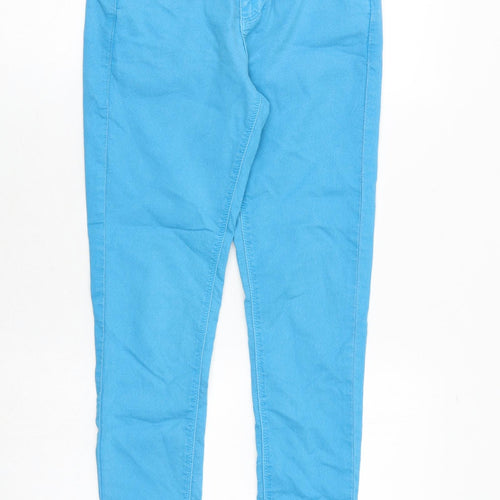 Topshop Womens Blue Cotton Skinny Jeans Size 28 in Slim Zip